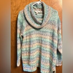 CJ Banks Multicolor Cowl Neck Knit Sweater
